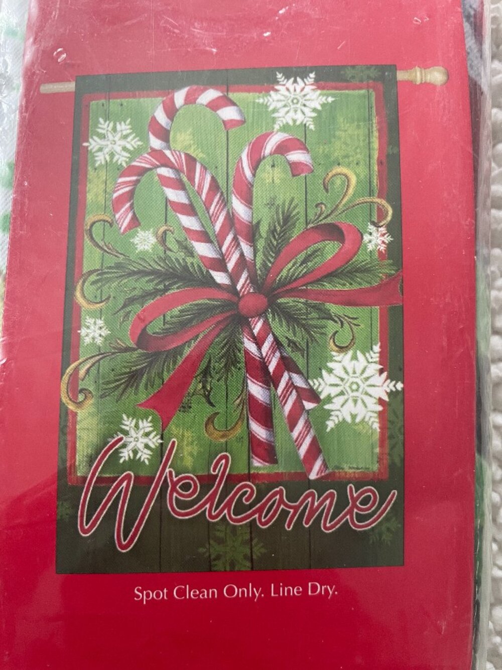 Candy Cane Ribbon Outdoor Flag Double Sided Christmas Holiday House 29"x43"